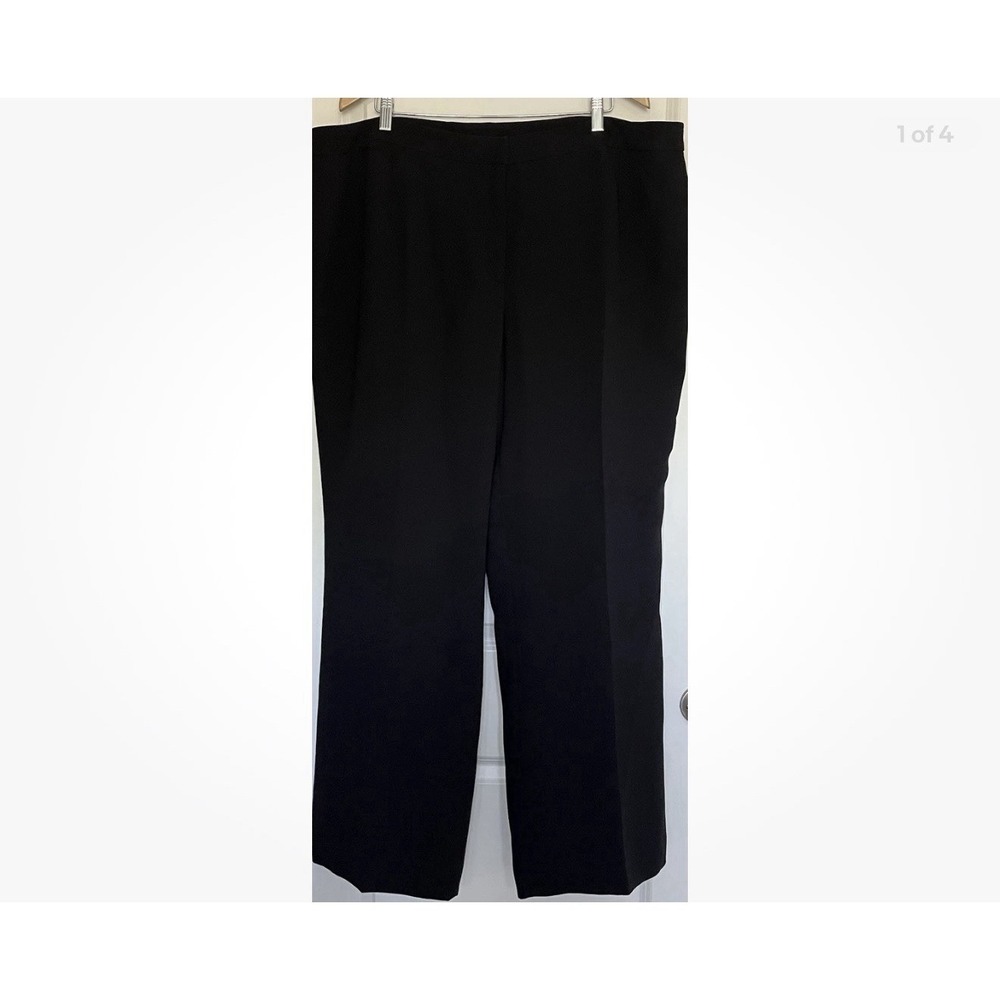 Tahari ASL Plus Black Career Wear Wide Leg Pants Minimalist Office Staple Sz 22W